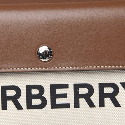 Burberry Smooth Calfskin Canvas Horseferry Print Small Title Bag with Pocket Natural Malt Brown 7 of 11