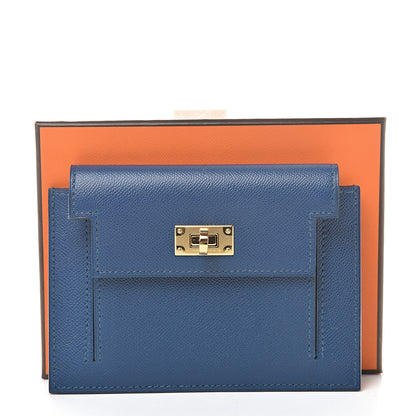 Hermes Madame Calfskin Kelly Pocket Compact Wallet Deep Bleu 8 of 8