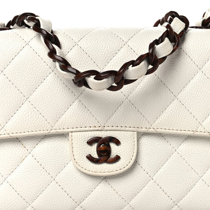 Chanel Caviar Quilted Tortoise Medium Single Flap White 8 of 11