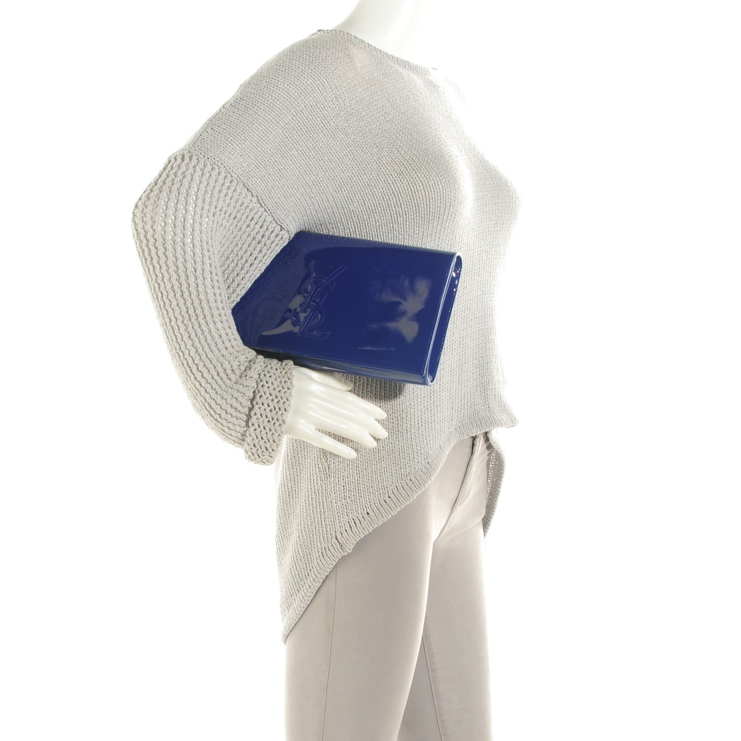 Saint Laurent Patent Large Belle De Jour Clutch Royal Blue 2 of 7