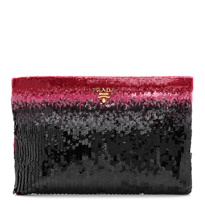 Prada Sequin Ombre Clutch Black Pink Red 1 of 6
