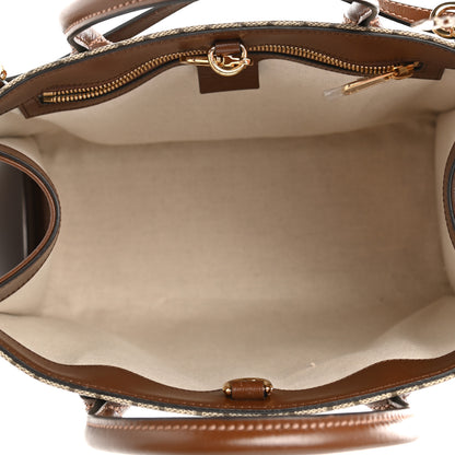 Gucci GG Supreme Monogram Azalea Calfskin Small Retro Interlocking G Tote Bag Beige Ebony Brown Sugar 5 of 11