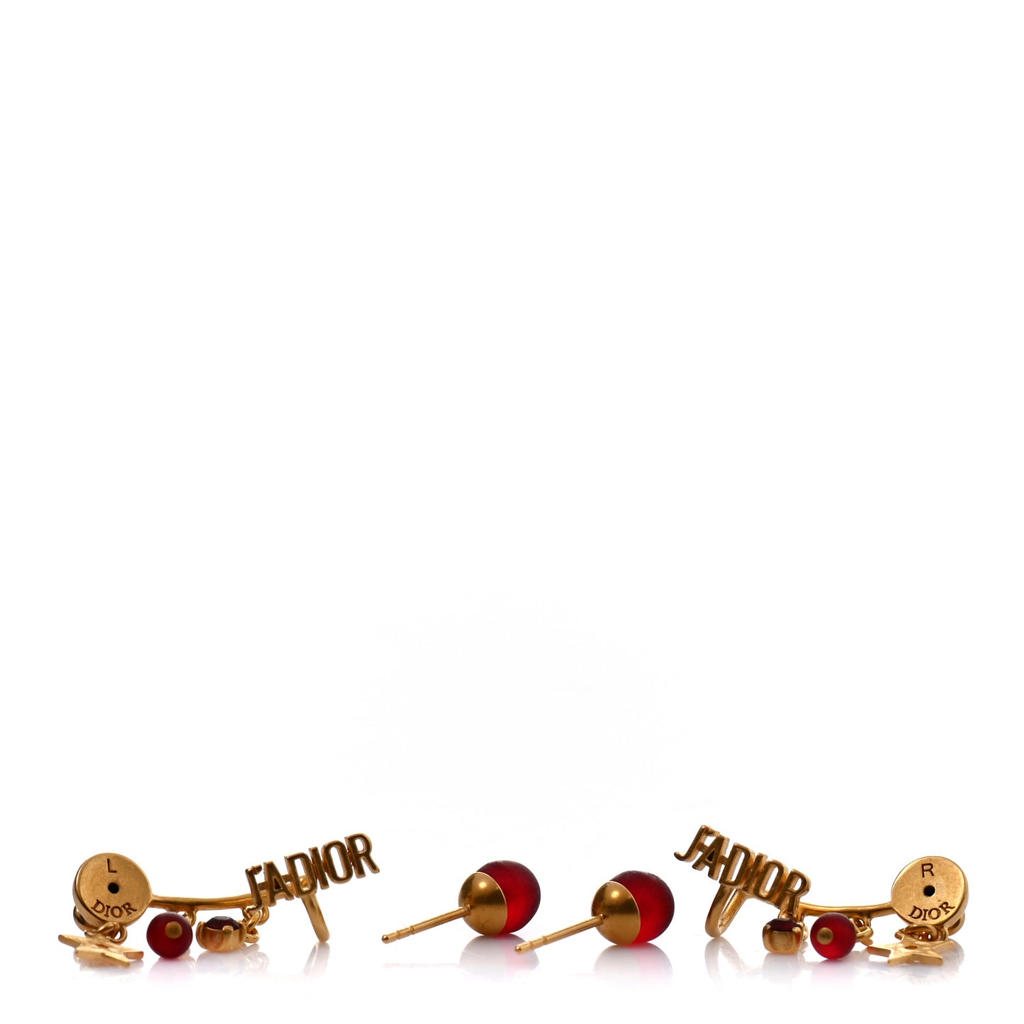 Pearl Crystal J'Adior Earrings Aged Gold Red