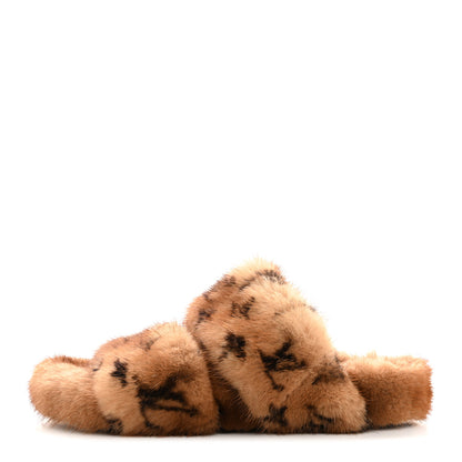 Louis Vuitton Mink Fur Bom Dia Slippers 36.5 Cognac 1 of 8