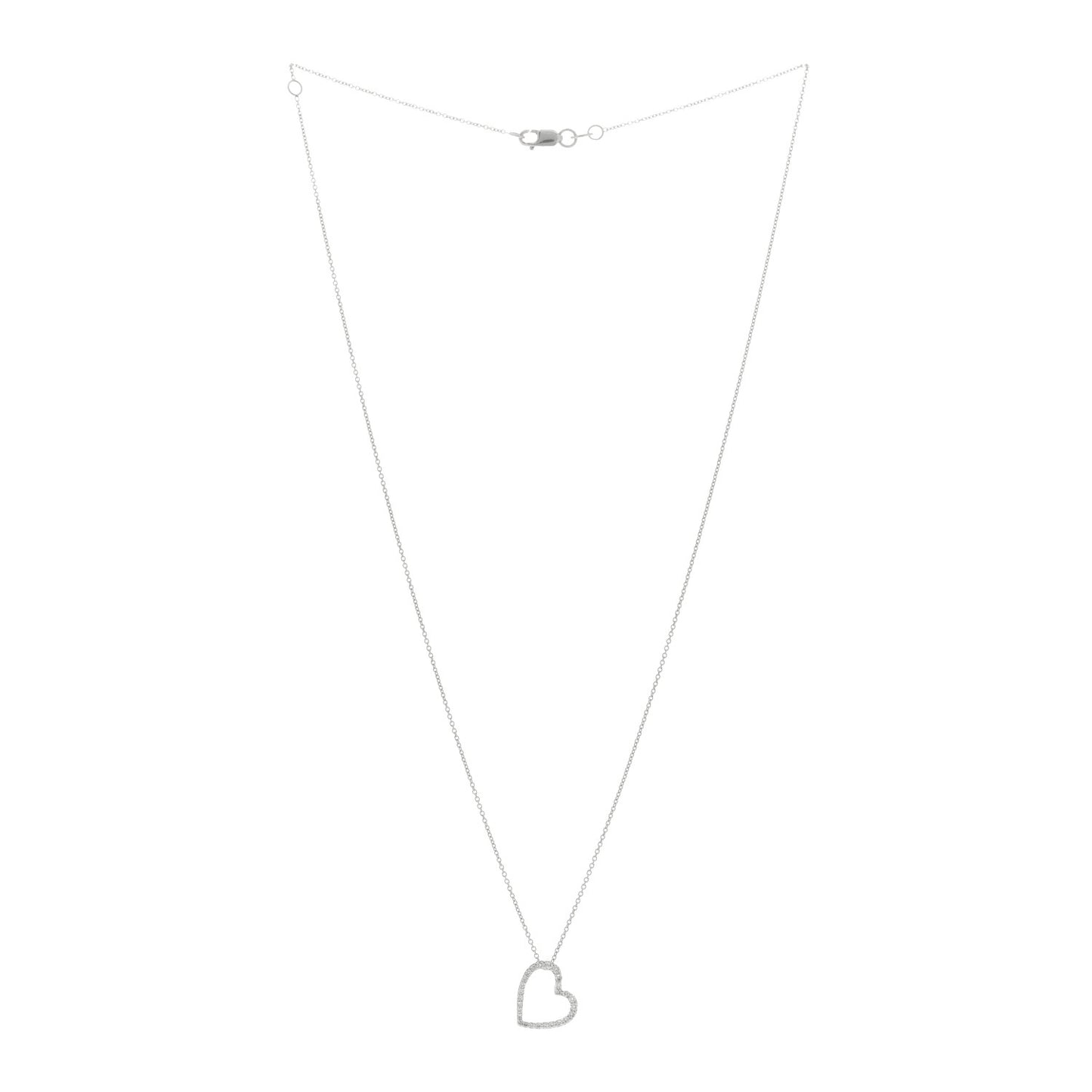 18K White Gold Diamond Tiny Treasures Heart Pendant Necklace