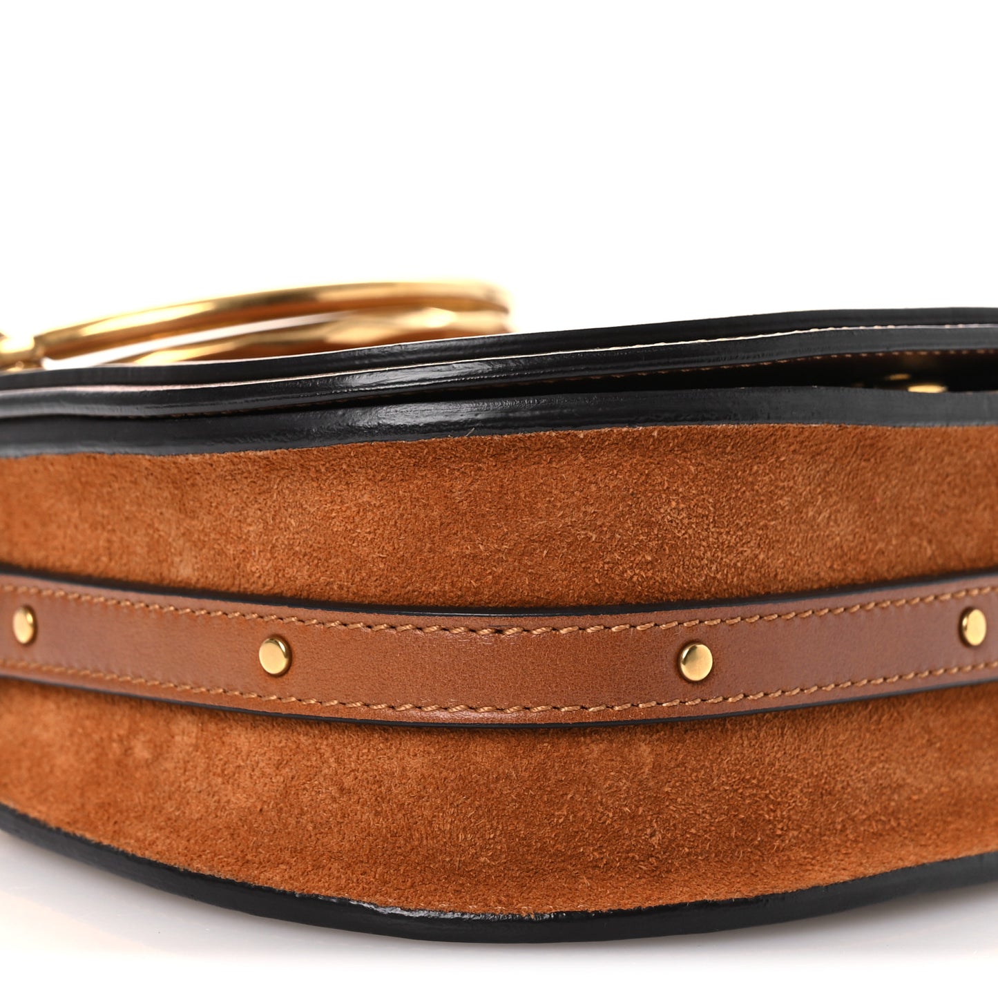 Calfskin Suede Small Nile Bracelet Bag Caramel