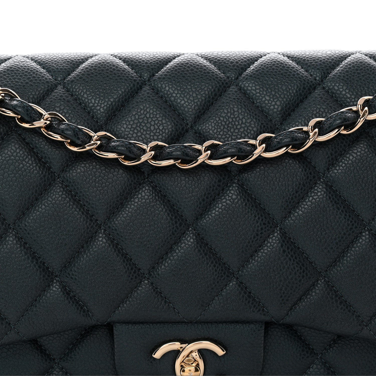 Chanel Metallic Caviar Quilted Jumbo Double Flap Dark Blue 8 of 15
