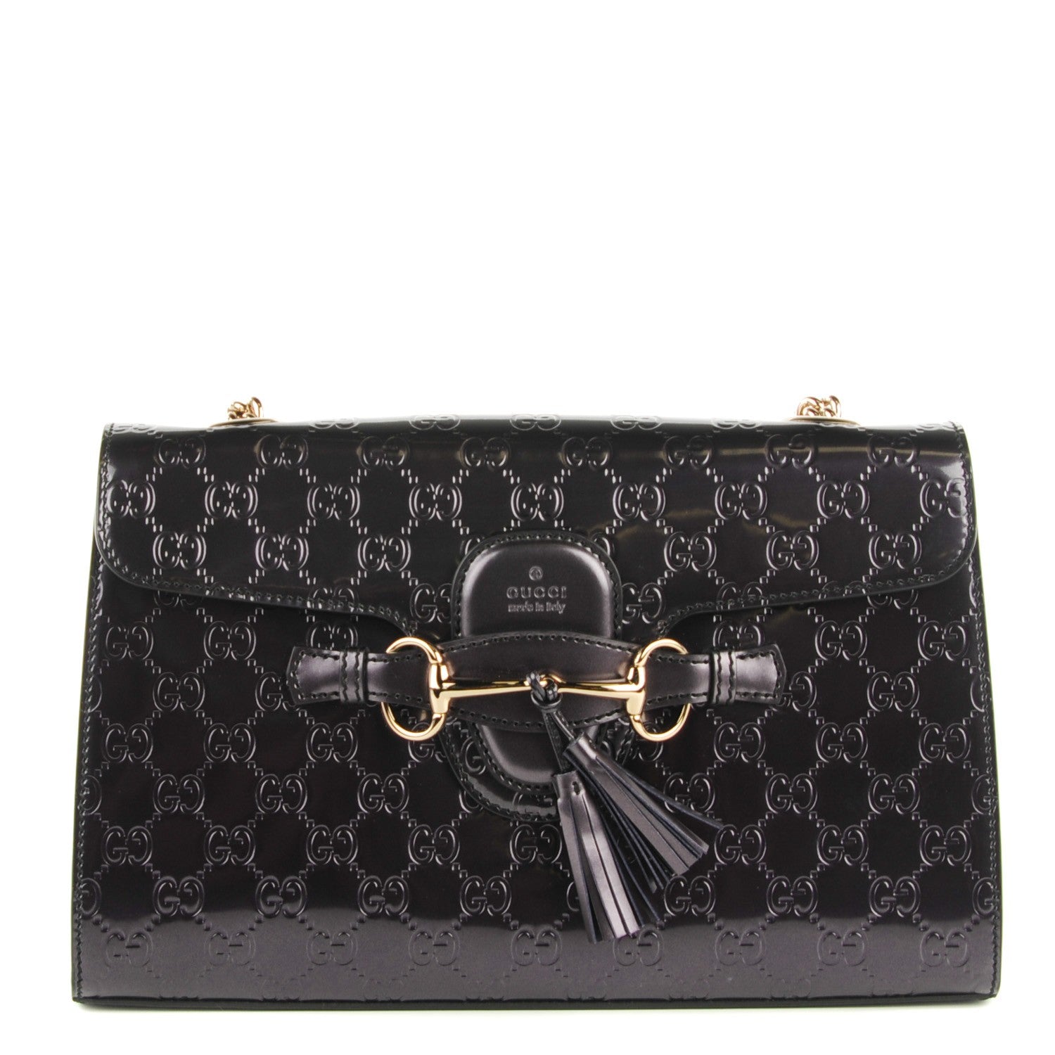 Gucci Shine Guccissima Medium Emily Chain Shoulder Bag Melanzana 1 of 7