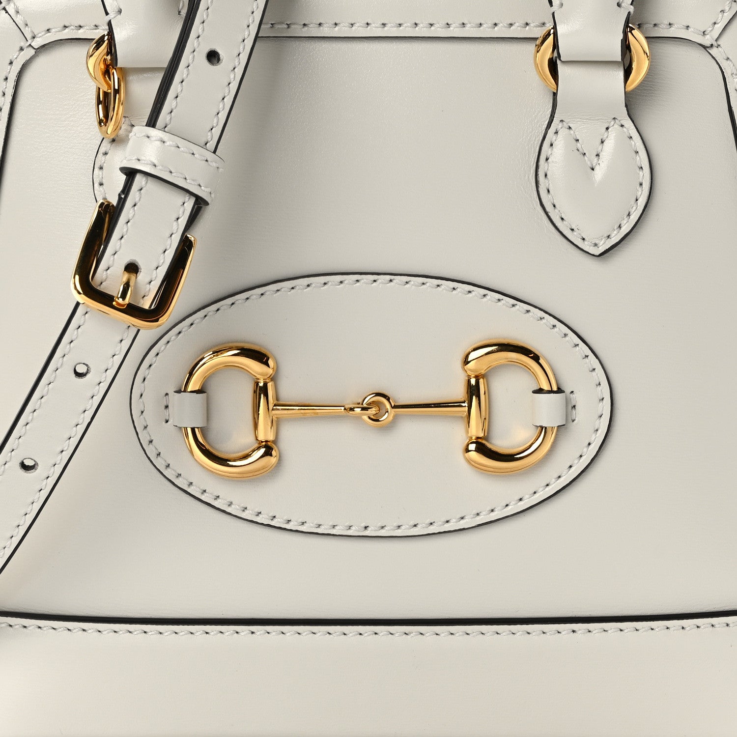 Gucci Boarded Plutone Calfskin Mini Horsebit 1955 Top Handle Bag Mystic White 8 of 13