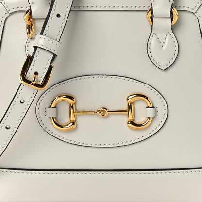 Gucci Boarded Plutone Calfskin Mini Horsebit 1955 Top Handle Bag Mystic White 8 of 13