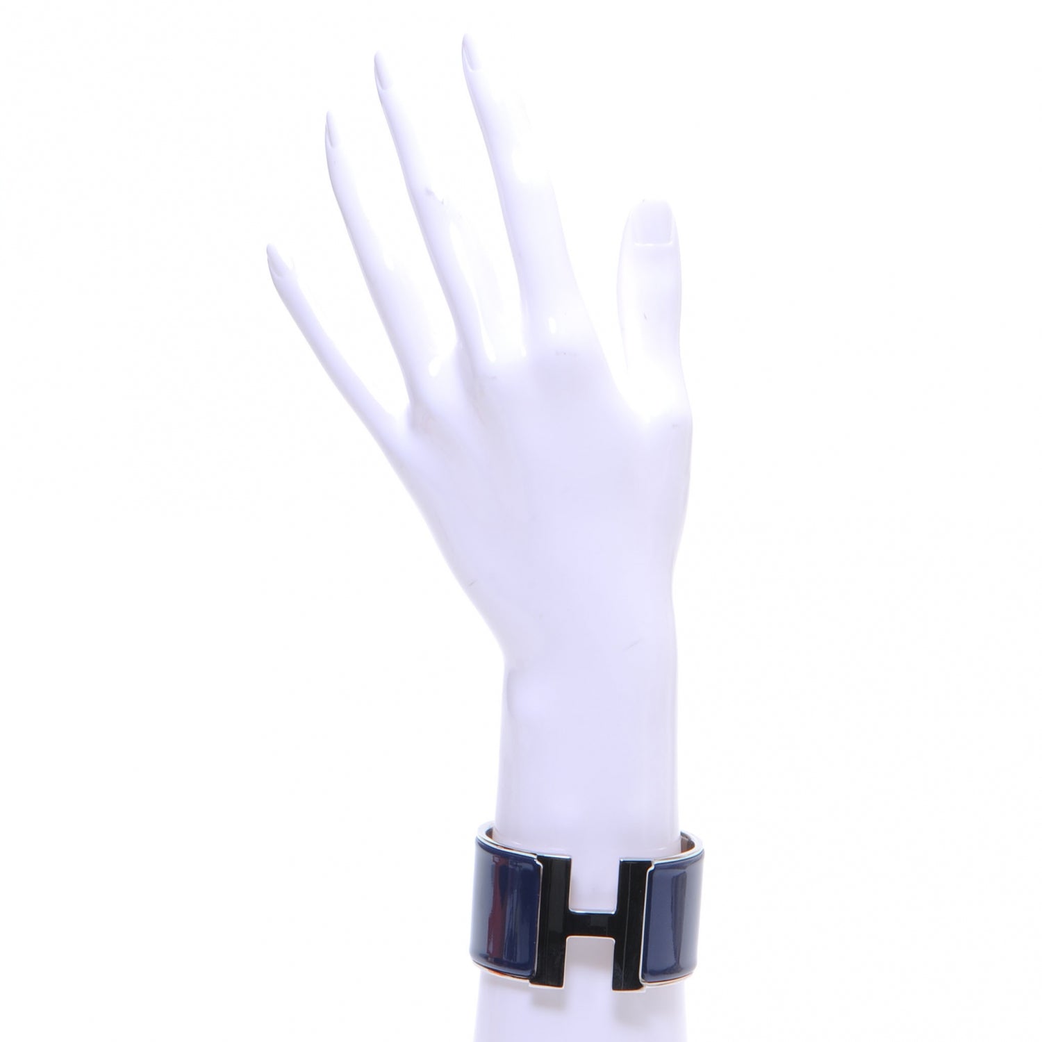 Hermes Enamel Clic Clac H Bracelet Extra Wide Navy 2 of 5
