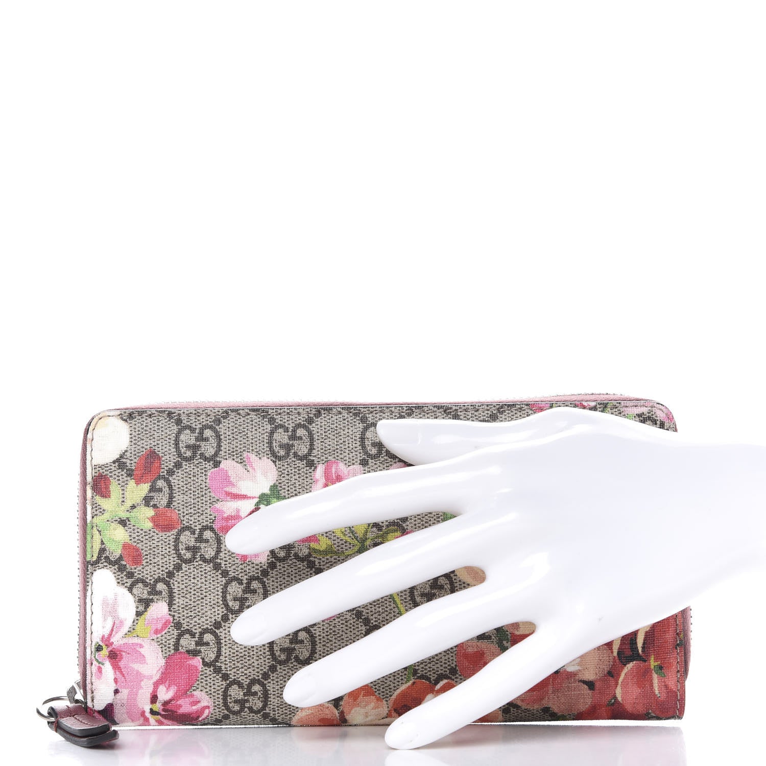 Gucci GG Supreme Monogram Blooms Zip Around Wallet Beige Multicolor Dry Rose 2 of 8