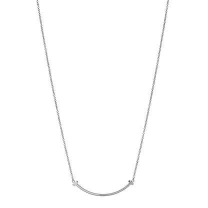 Tiffany 18K White Gold Small T Smile Pendant Necklace 1 of 7