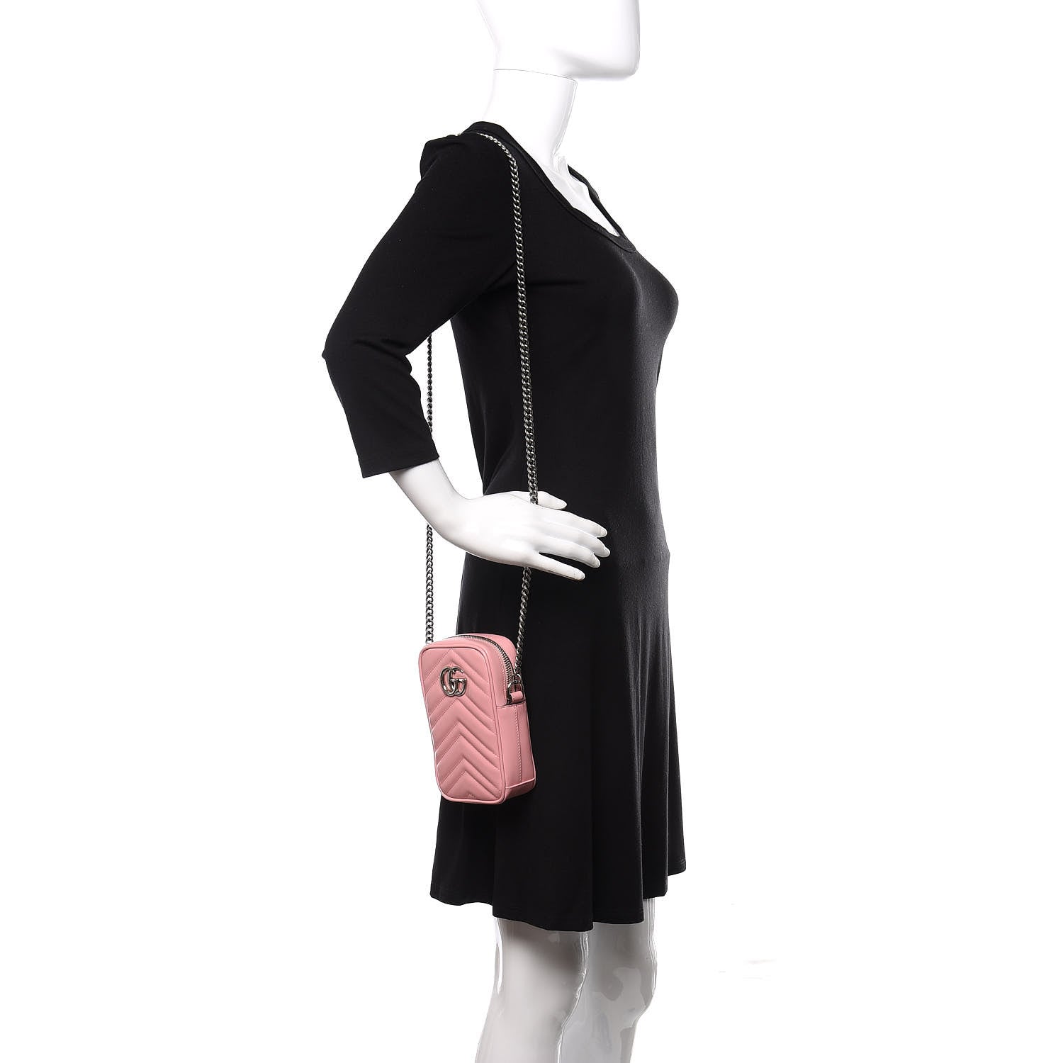 Gucci Calfskin Matelasse Mini GG Marmont Crossbody Bag Wild Rose 2 of 11