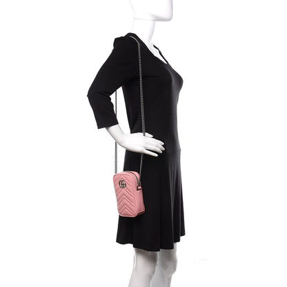 Gucci Calfskin Matelasse Mini GG Marmont Crossbody Bag Wild Rose 2 of 11