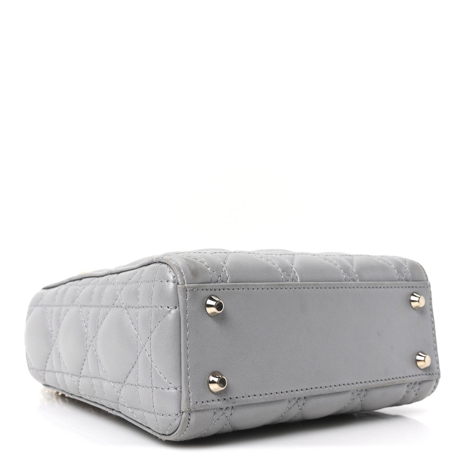 Christian Dior Metallic Lambskin Cannage Mini Lady Dior Gray 4 of 10