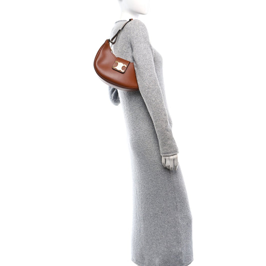 Smooth Calfskin Medium Strap Ava Triomphe Shoulder Bag Tan