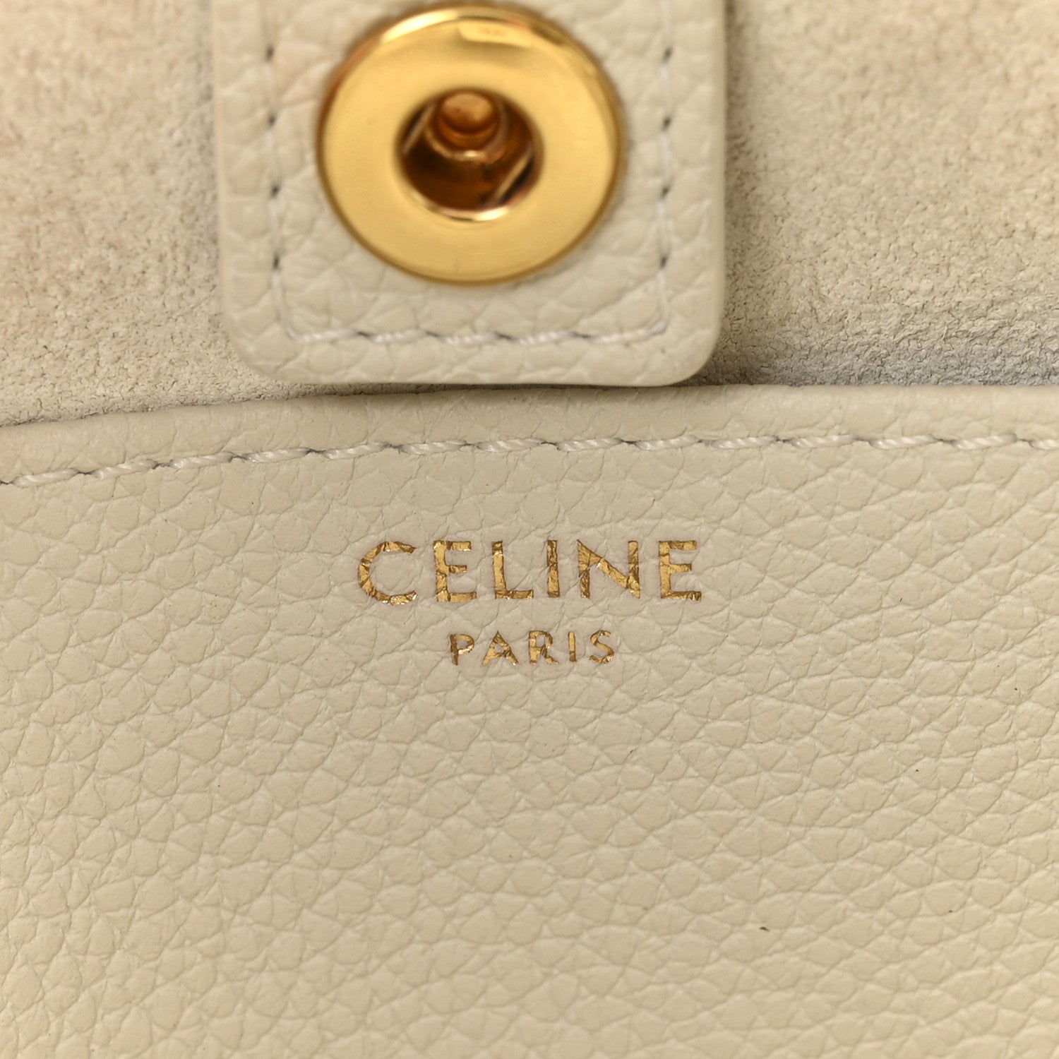Celine Calfskin Cuir Small Triomphe Cabas Drawstring White 6 of 14