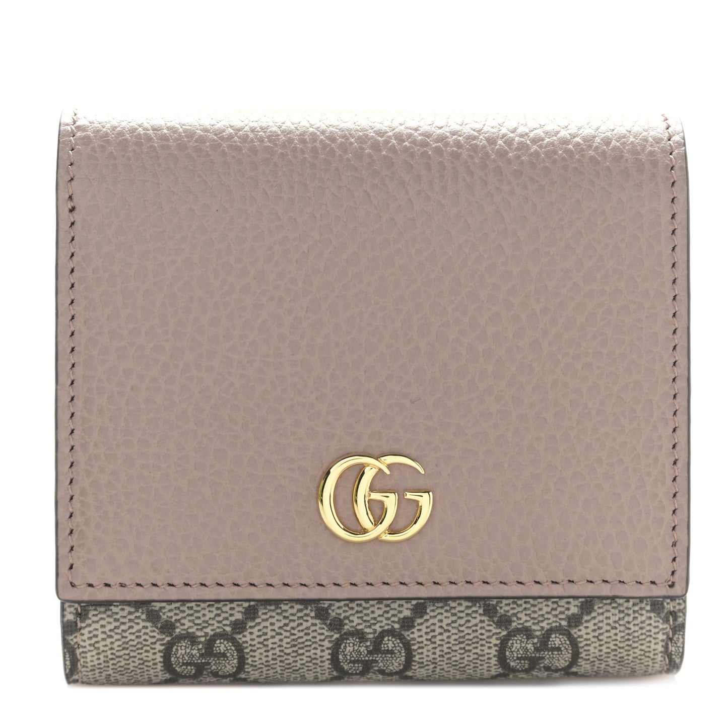 Dollar Calfskin GG Supreme Monogram Medium GG Marmont Card Case Porcelain Rose Beige Ebony