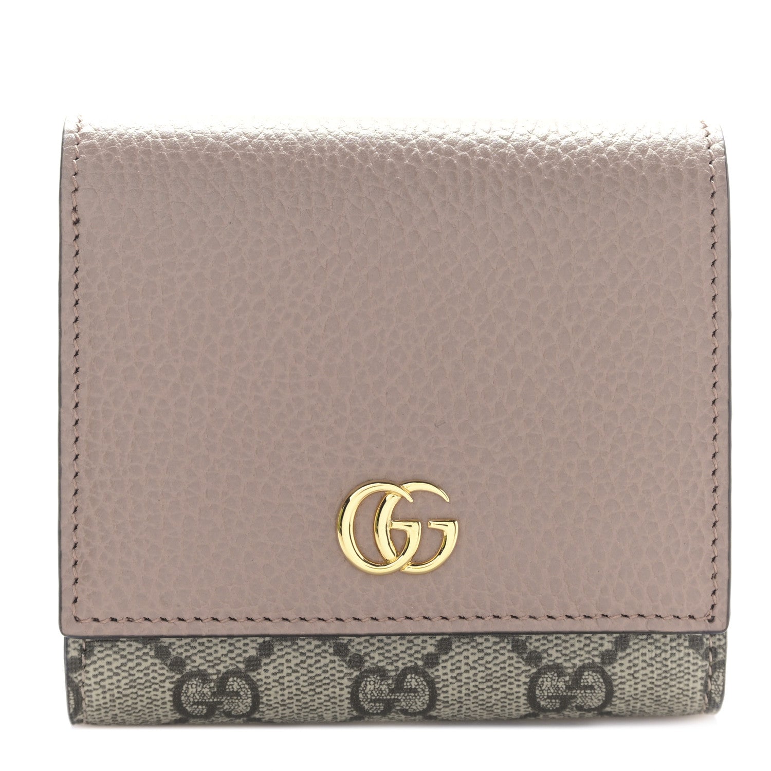 Gucci Dollar Calfskin GG Supreme Monogram Medium GG Marmont Card Case Porcelain Rose Beige Ebony 1 of 10