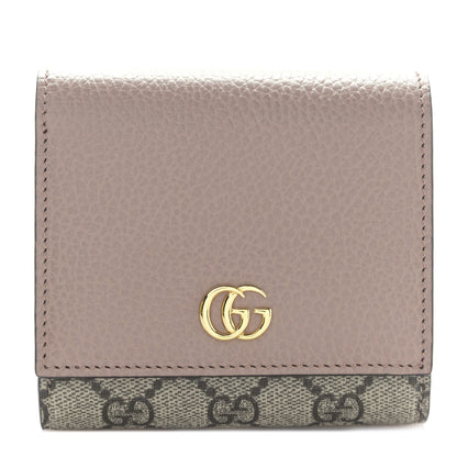 Gucci Dollar Calfskin GG Supreme Monogram Medium GG Marmont Card Case Porcelain Rose Beige Ebony 1 of 10