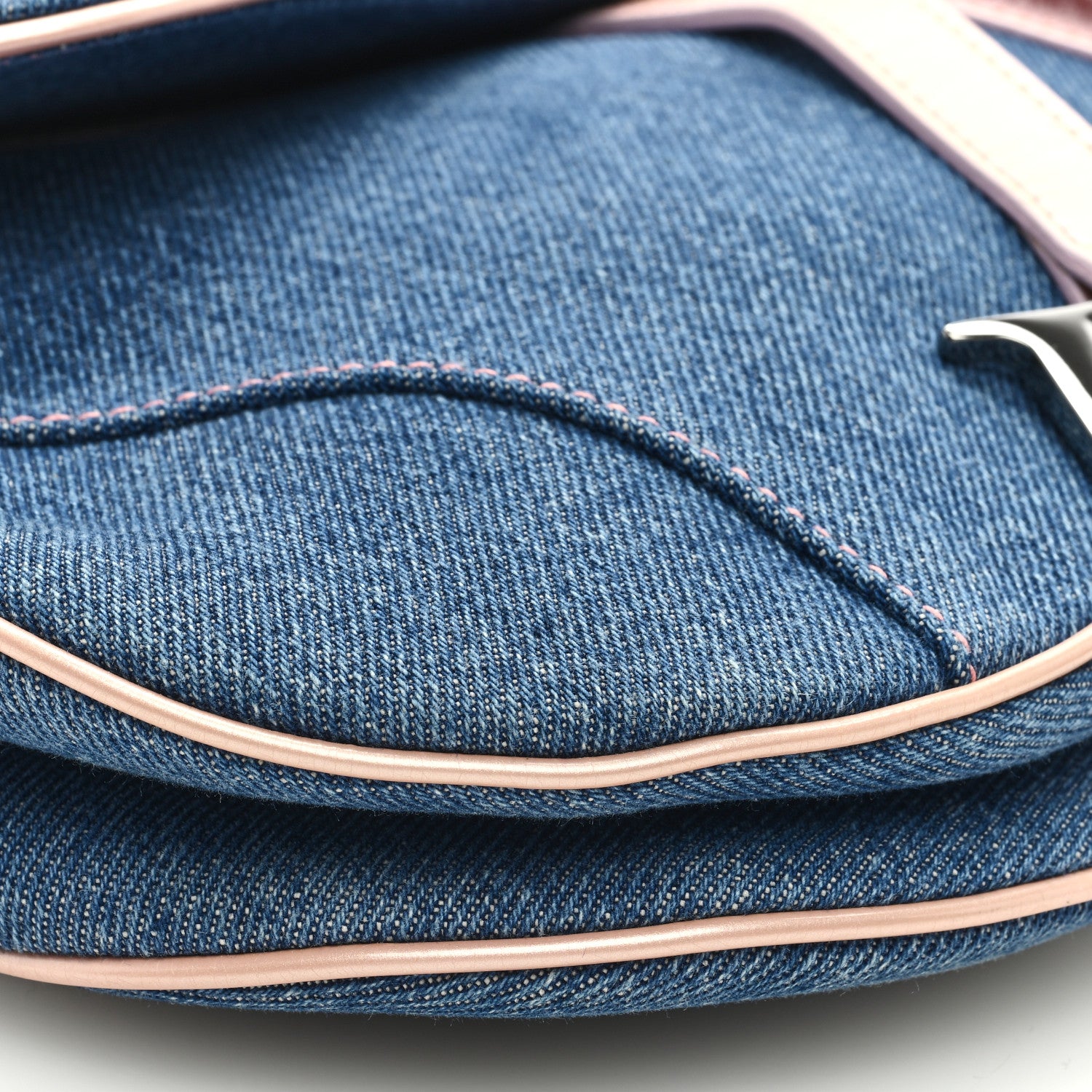 Christian Dior Patent Denim Jeans Saddle Bag Blue Pink 9 of 11