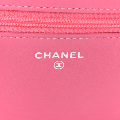Chanel Faded Lambskin Quilted Zephyr Wallet on Chain WOC Dark Pink 8 of 14