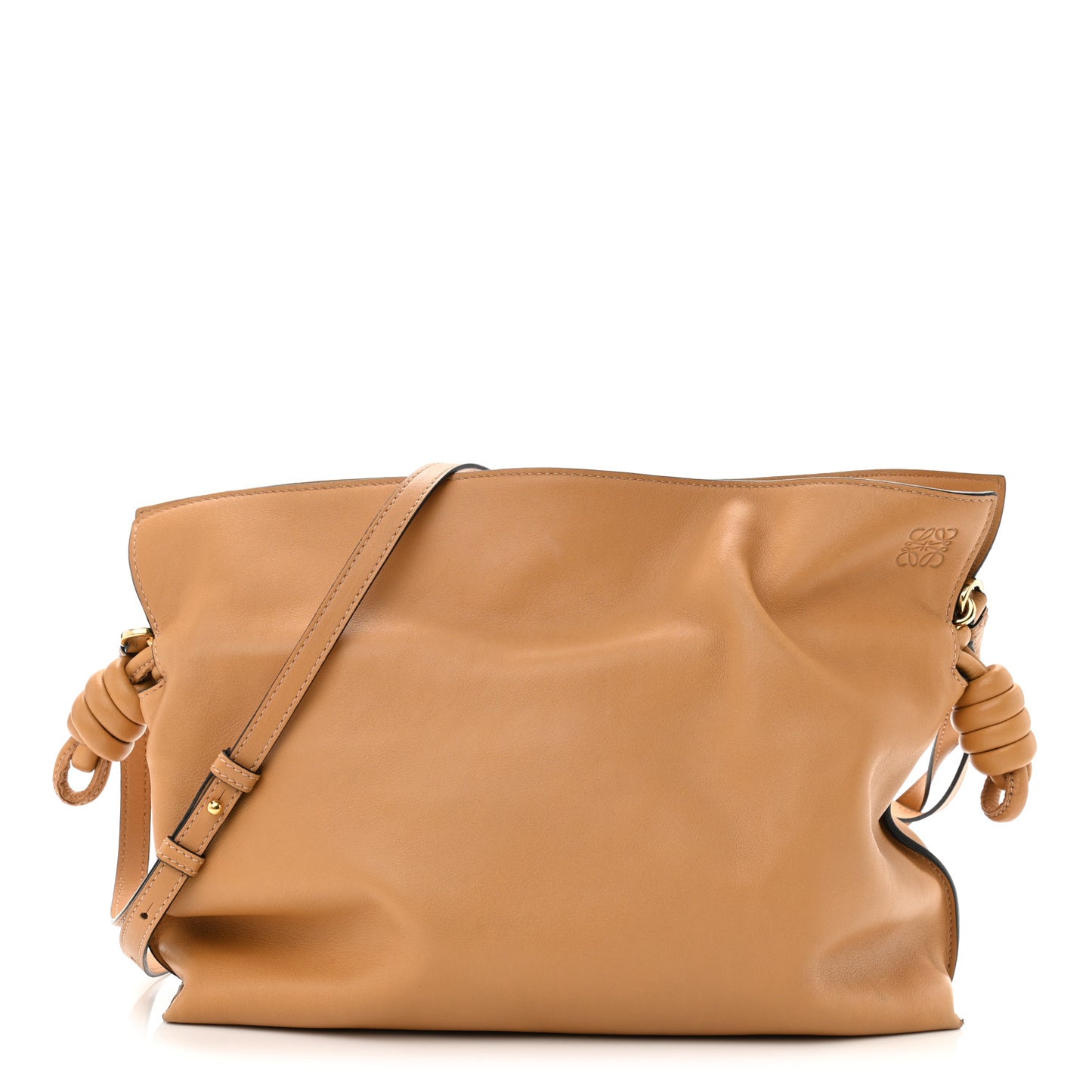 Calfskin Mini Flamenco Knot Clutch Warm Desert