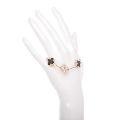 Van Cleef & Arpels 18K Rose Gold Diamond Gray Mother of Pearl 5 Motifs Vintage Alhambra Bracelet 2 of 6