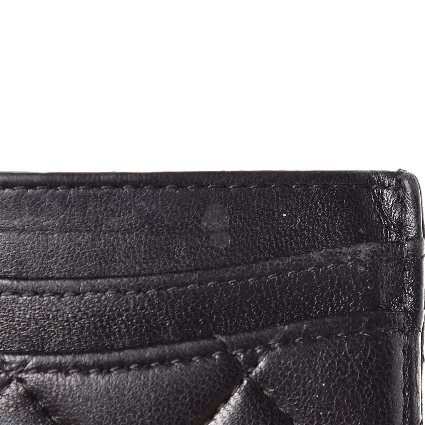 Lambskin Quilted Card Holder Black