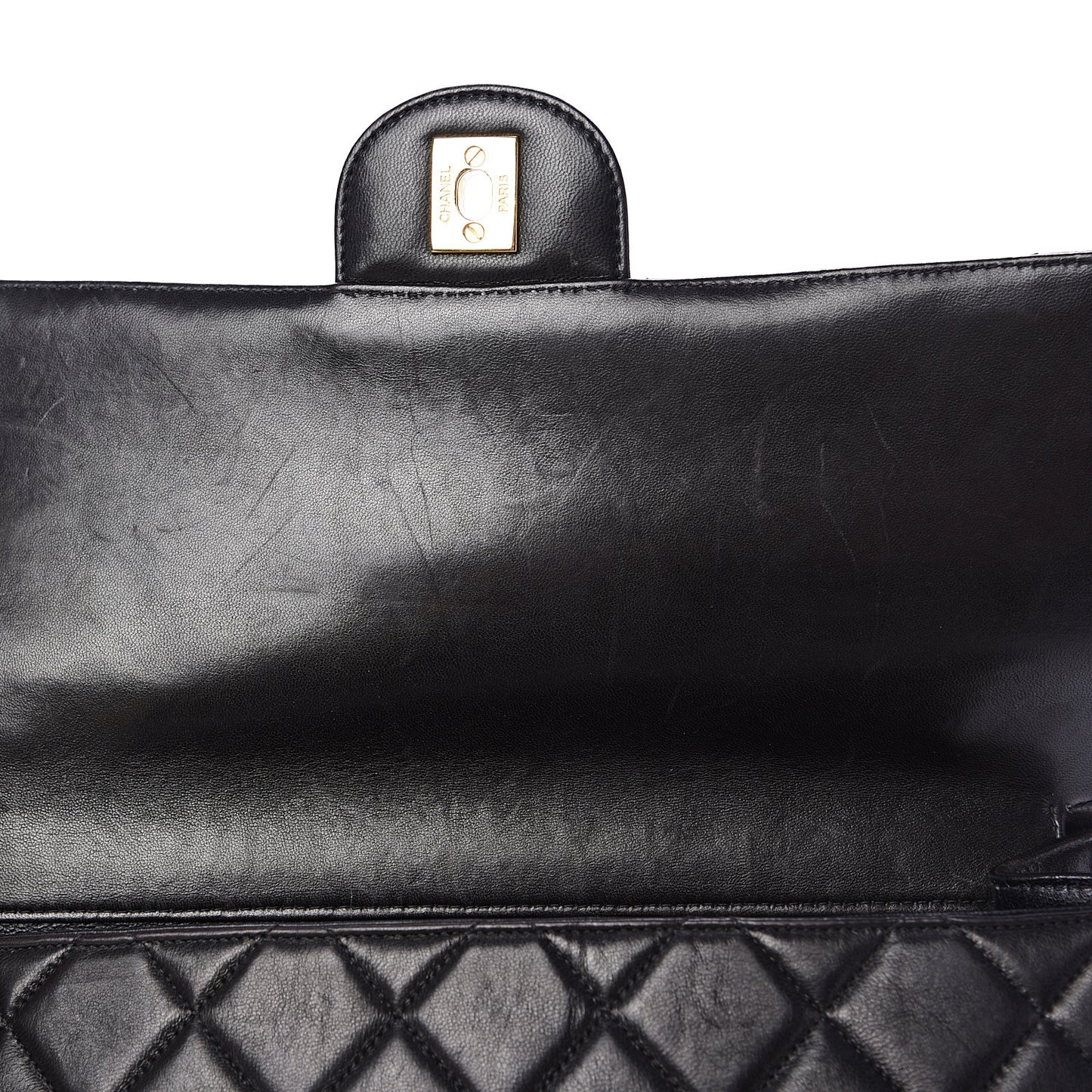 Lambskin Quilted Jumbo Double Sided Flap Black