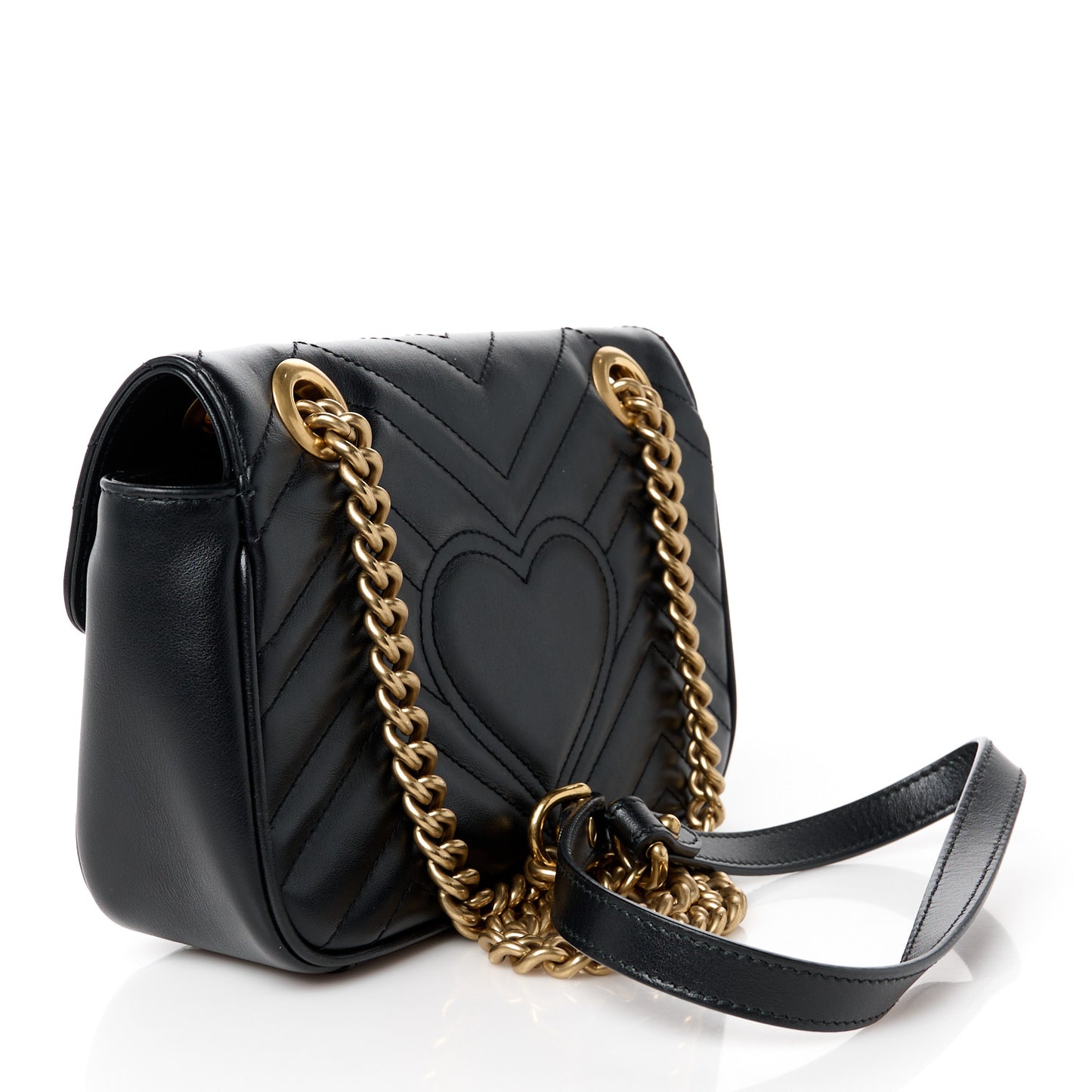 Calfskin Matelasse Mini GG Marmont Shoulder Bag Black
