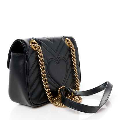 Gucci Calfskin Matelasse Mini GG Marmont Shoulder Bag Black 3 of 11