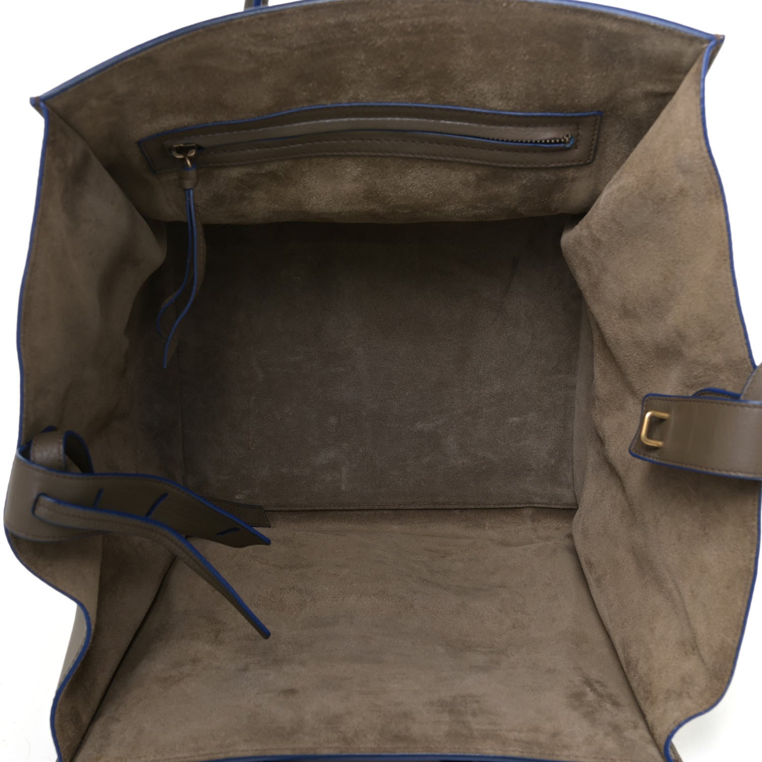 Celine Supple Calfskin Medium Phantom Luggage Khaki Cobalt Trim 4 of 9