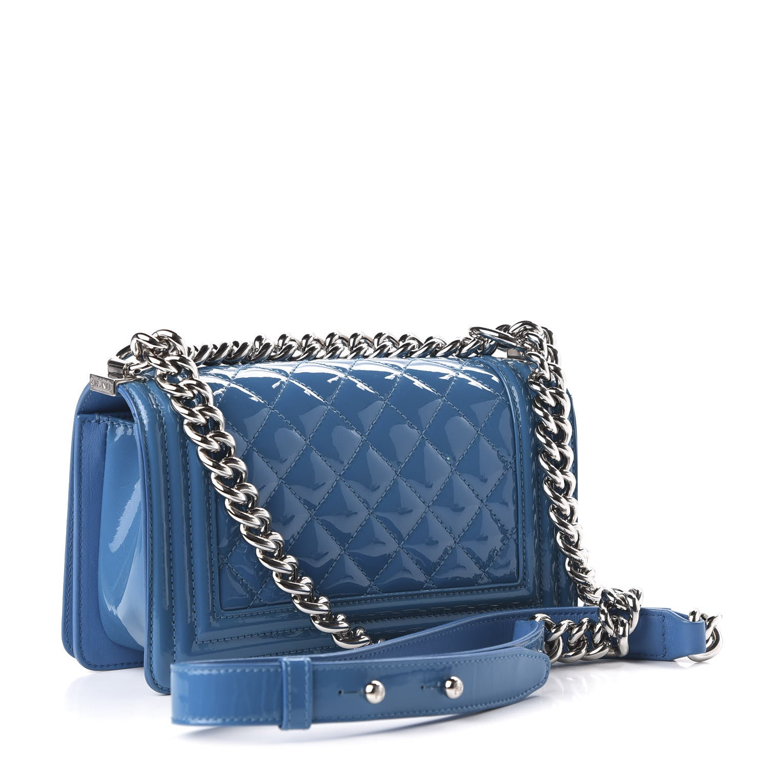 Chanel Patent Calfskin Quilted Small Plexiglass Boy Flap Blue 3 of 10