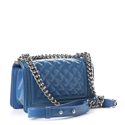 Chanel Patent Calfskin Quilted Small Plexiglass Boy Flap Blue 3 of 10