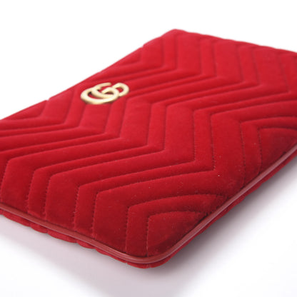Gucci Velvet Matelasse GG Marmont Zip Pouch Hibiscus Red 6 of 10
