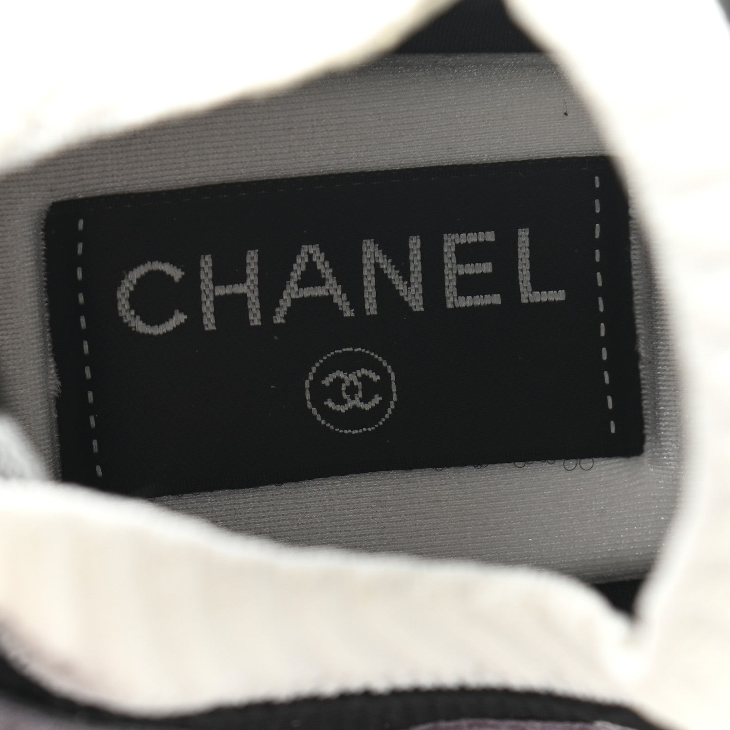 Chanel Mesh Suede Fabric Womens CC Sneakers 38 White Black Purple Dark Purple 6 of 7