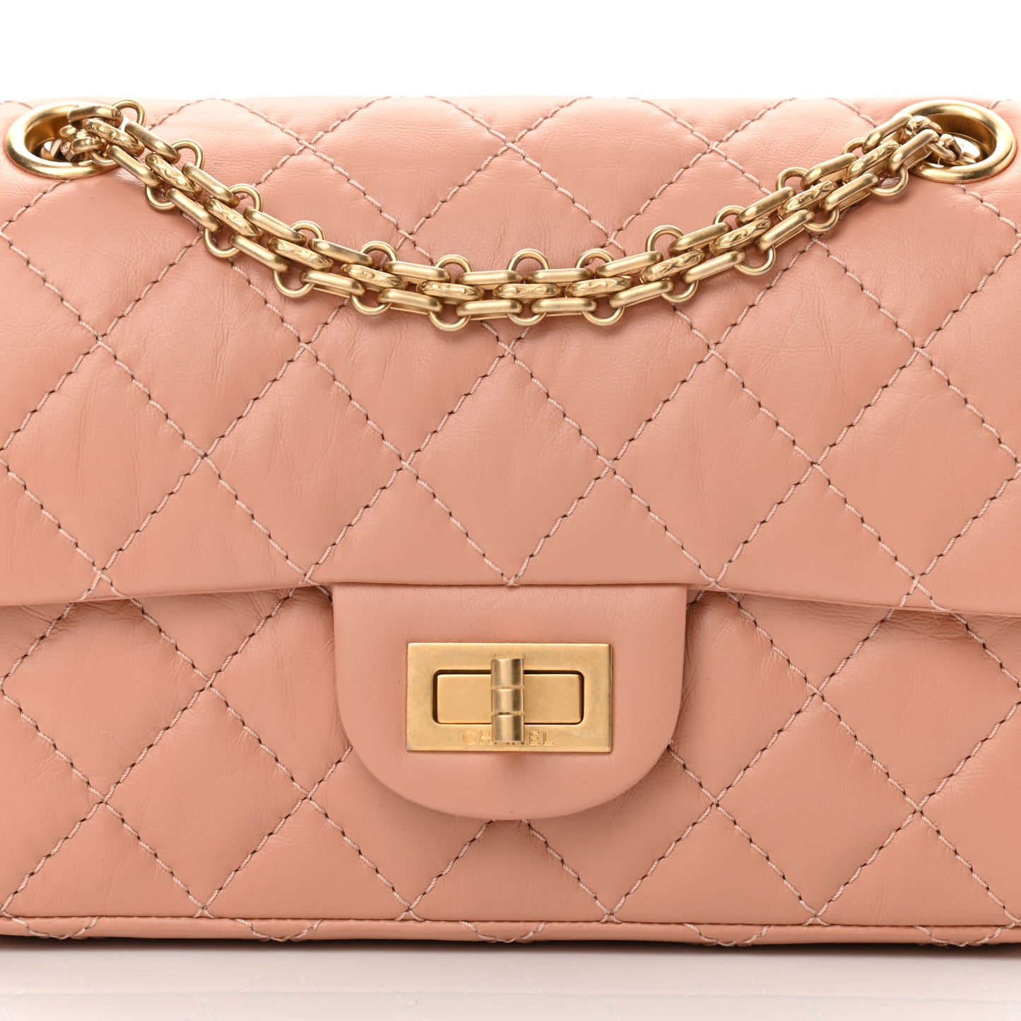 Aged Calfskin Quilted 2.55 Reissue Mini Flap Beige