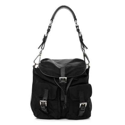 Prada Nylon Vela Saffiano Drawstring Shoulder Bag Black 1 of 11