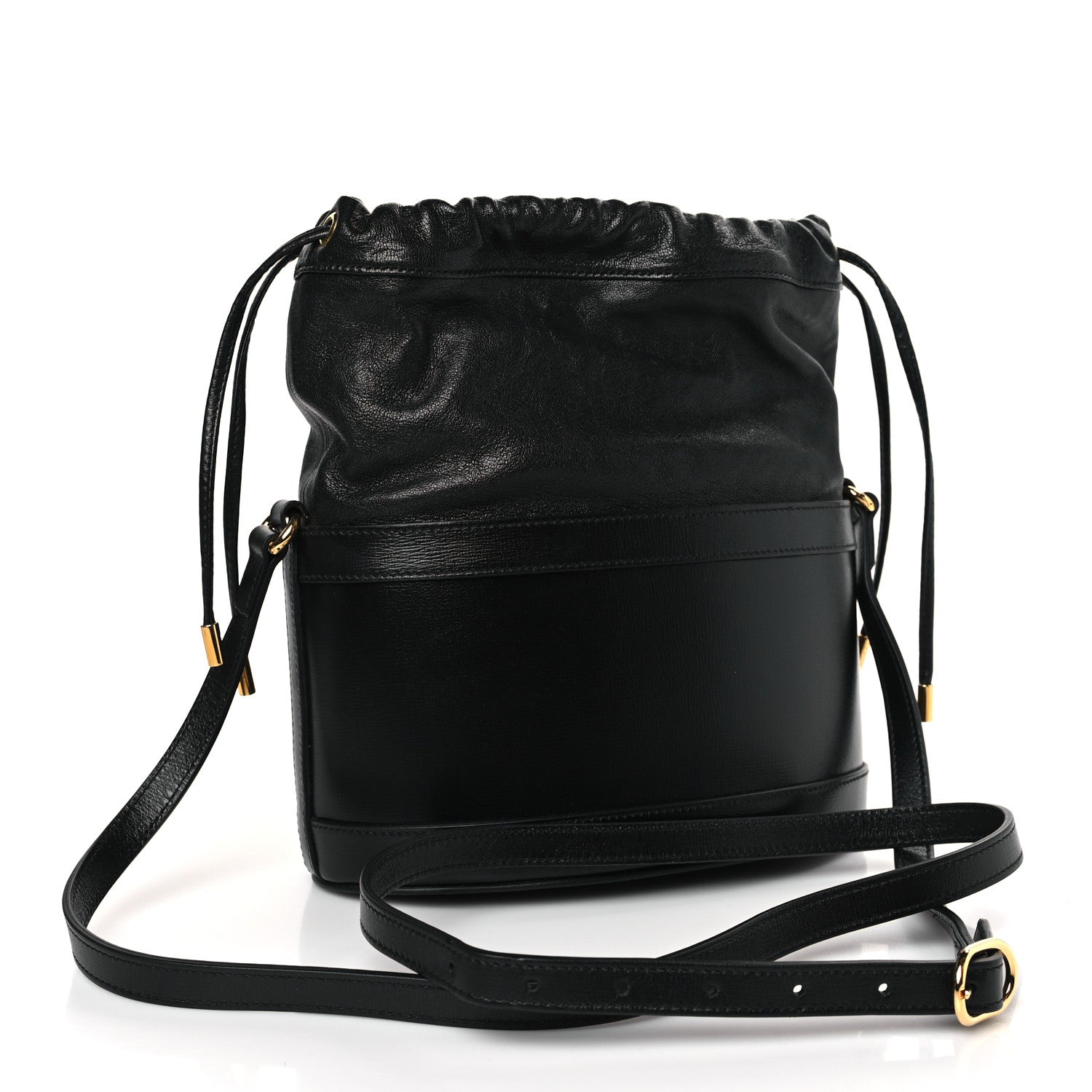 Gucci Azalea Sakai Calfskin Horsebit 1955 Drawstring Bucket Bag Black 3 of 9