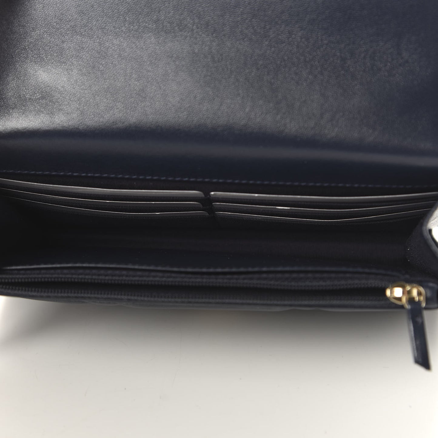 Lambskin Quilted 19 Wallet On Chain WOC Navy Blue