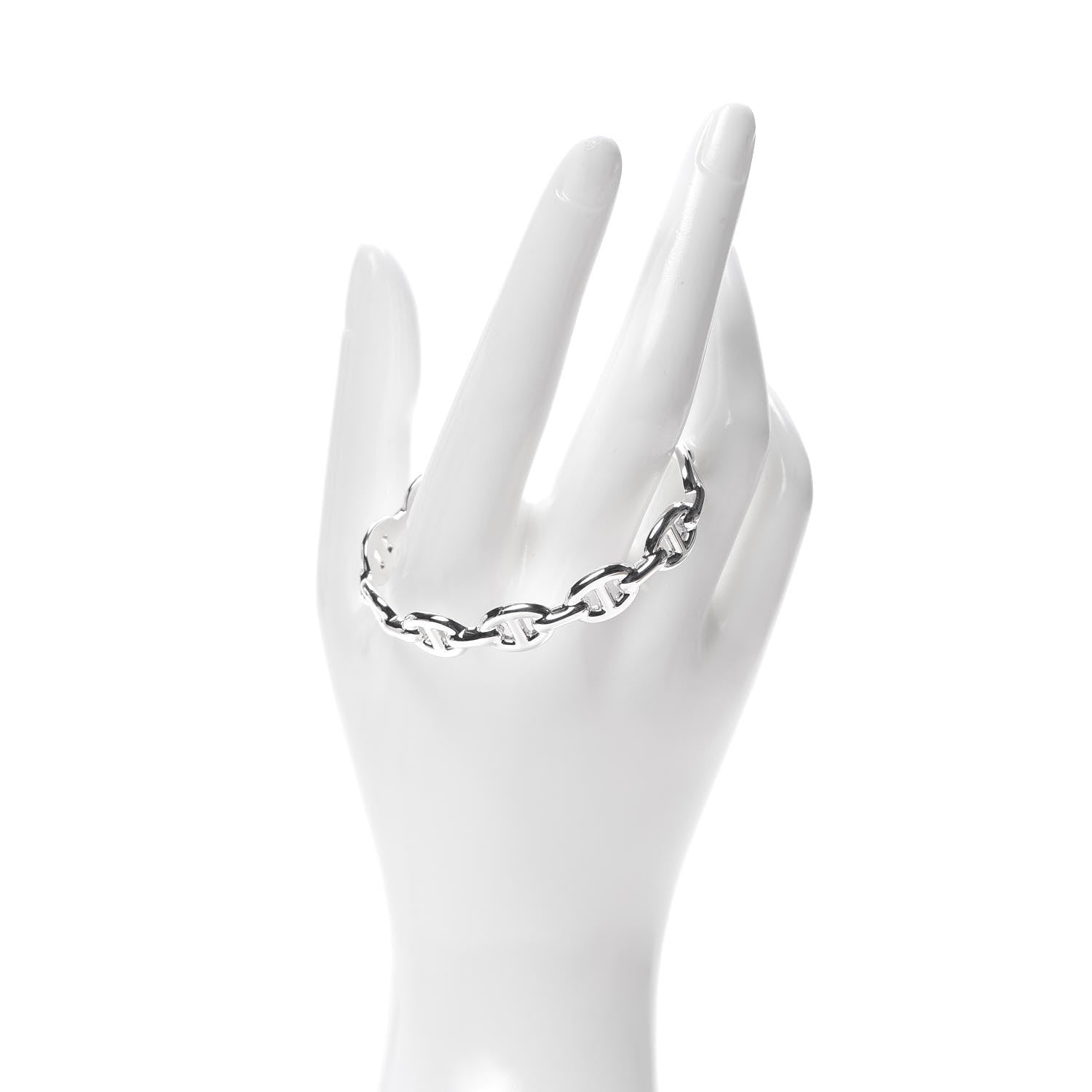 Hermes Sterling Silver MM Chaine d'Ancre Enchainee Cuff Bracelet SH 2 of 5