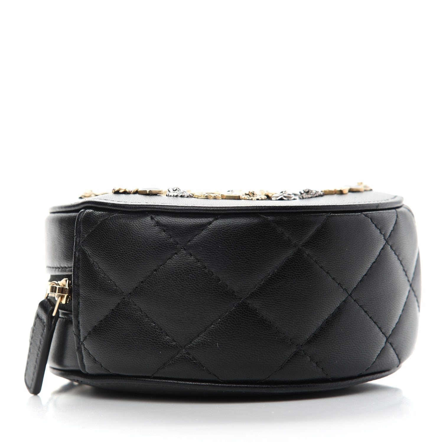 Chanel Lambskin Quilted Lucky Charms CC Round Clutch With Chain Black 4 of 9