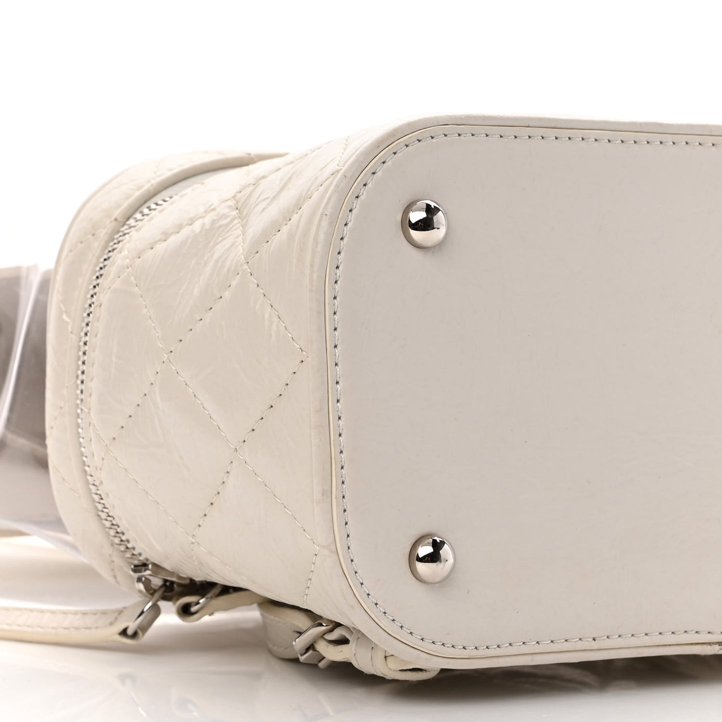 Crumpled Calfskin PVC Quilted Backpack White