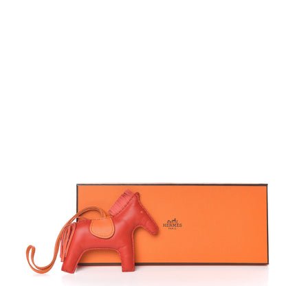 Hermes Milo Lambskin Grigri Rodeo Horse Bag Charm MM Rouge Rose Indien Jaipur Feu 4 of 4