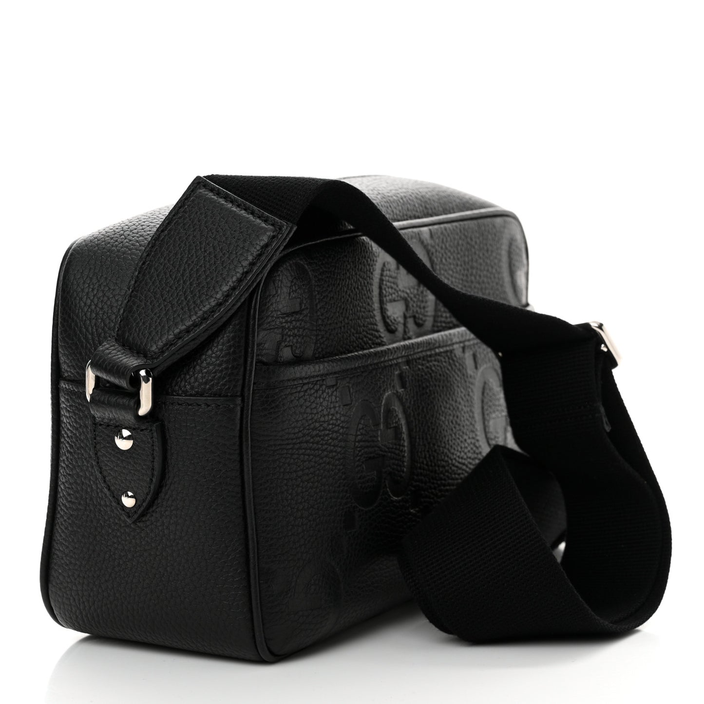 Piuma Calfskin Jumbo GG Embossed Medium Messenger Bag Black