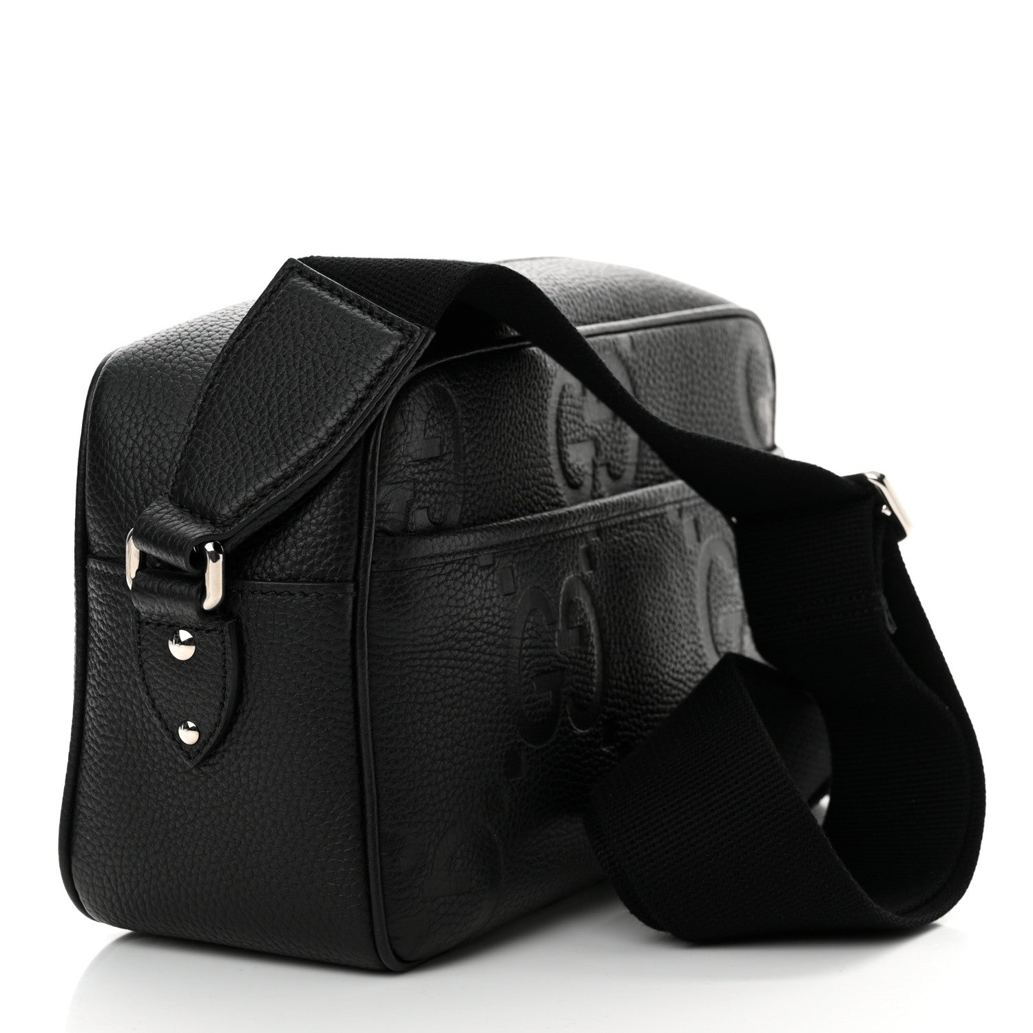 Gucci Piuma Calfskin Jumbo GG Embossed Medium Messenger Bag Black 3 of 10