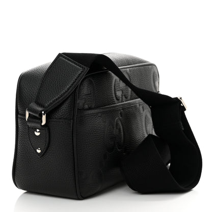Gucci Piuma Calfskin Jumbo GG Embossed Medium Messenger Bag Black 3 of 10