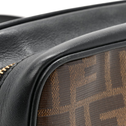 Fendi Glazed Fabric Vitello Century FF 1974 Stamp Patch Mini Camera Case Mogano Panna Black 13 of 13